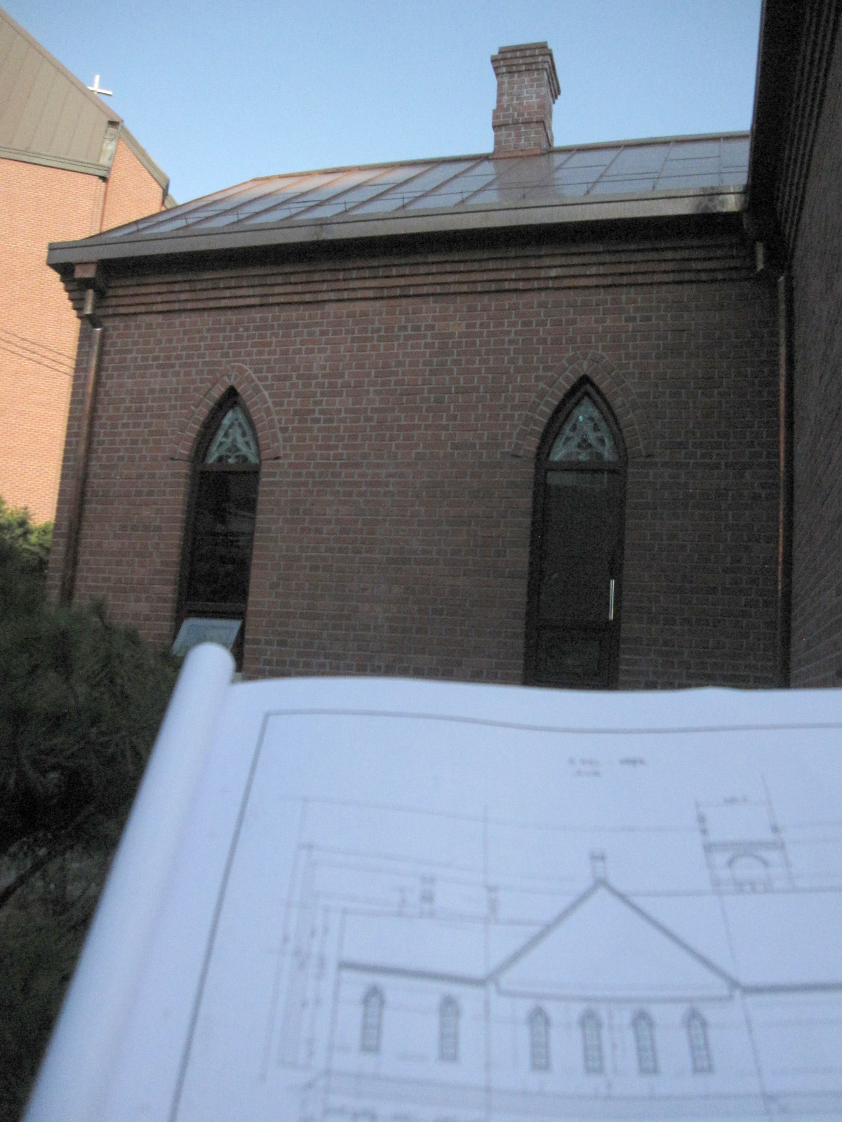 복원기본설계도 작도자 이길극 목사, 시공건물 치수 비교조사, 2012년 9월 21일(금)